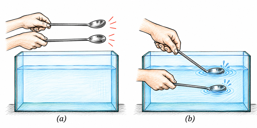 tapping metal spoons underwater