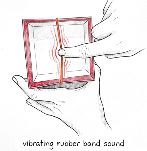 vibrating rubber band produces sound